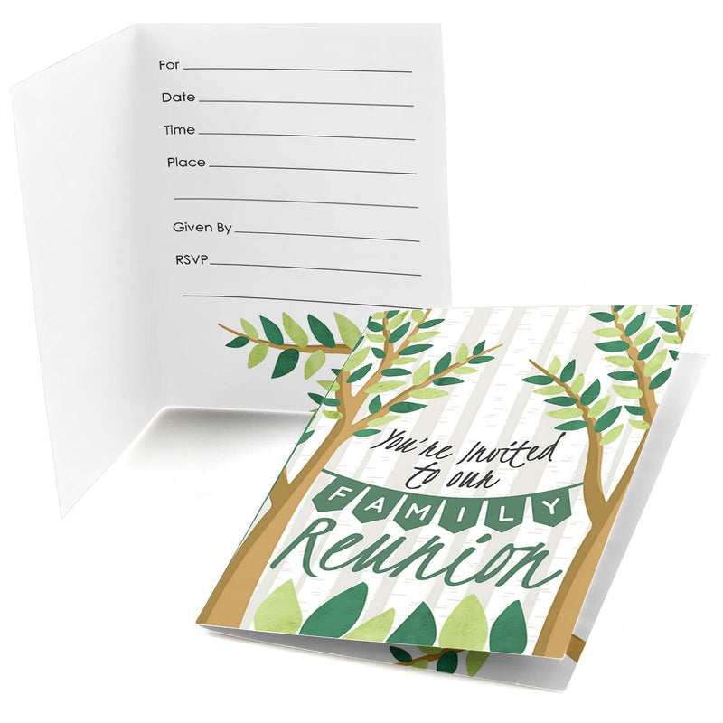 Family Tree Reunion - Set of 8 Fill In Family Gathering Party Invitations