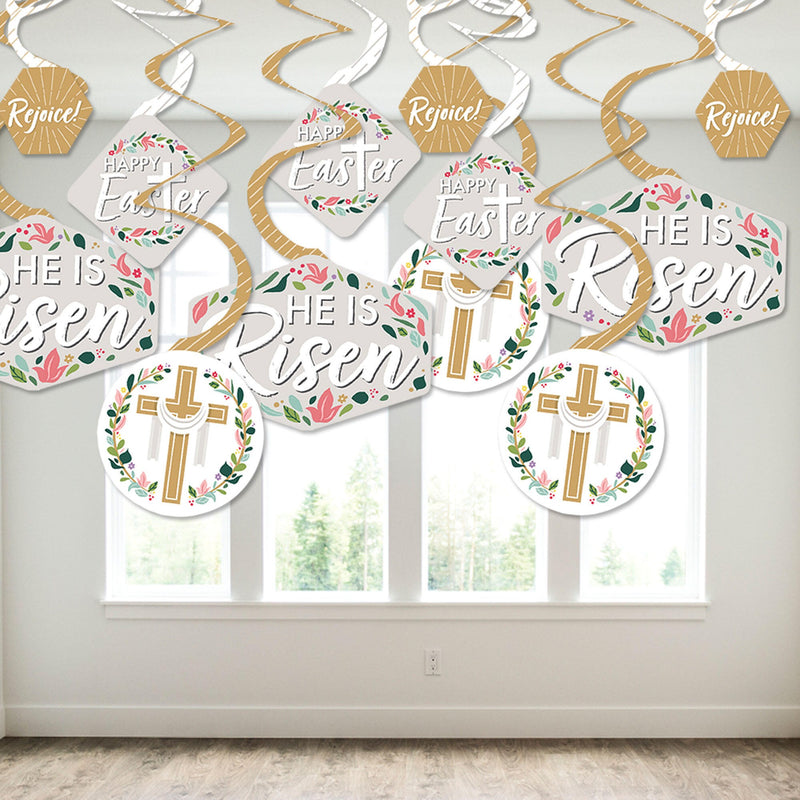 Religious Easter - Christian Holiday Party Hanging Decor - Party Decoration Swirls - Set of 40