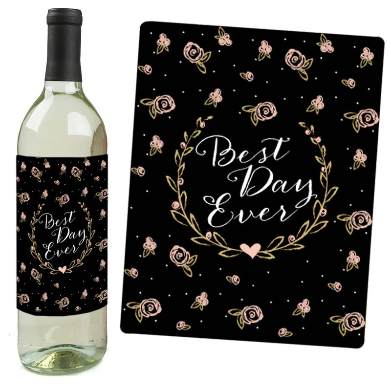 Best Day Ever - Congratulations Decorations for Women and Men - Wine Bottle Labels - Set of 4