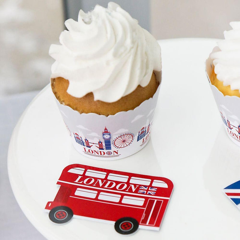 Cheerio, London - British UK Party Decorations - Party Cupcake Wrappers - Set of 12