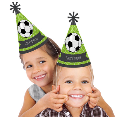GOAAAL! - Soccer - Cone Happy Birthday Party Hats for Kids and Adults - Set of 8 (Standard Size)
