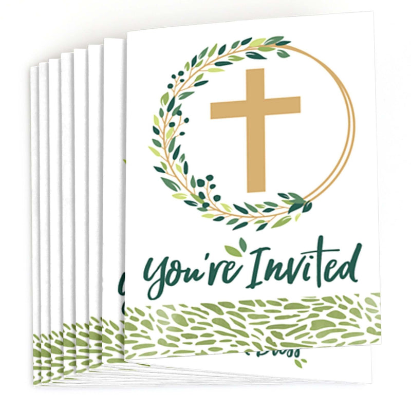 Elegant Cross - Fill in Religious Party Invitations - 8 ct