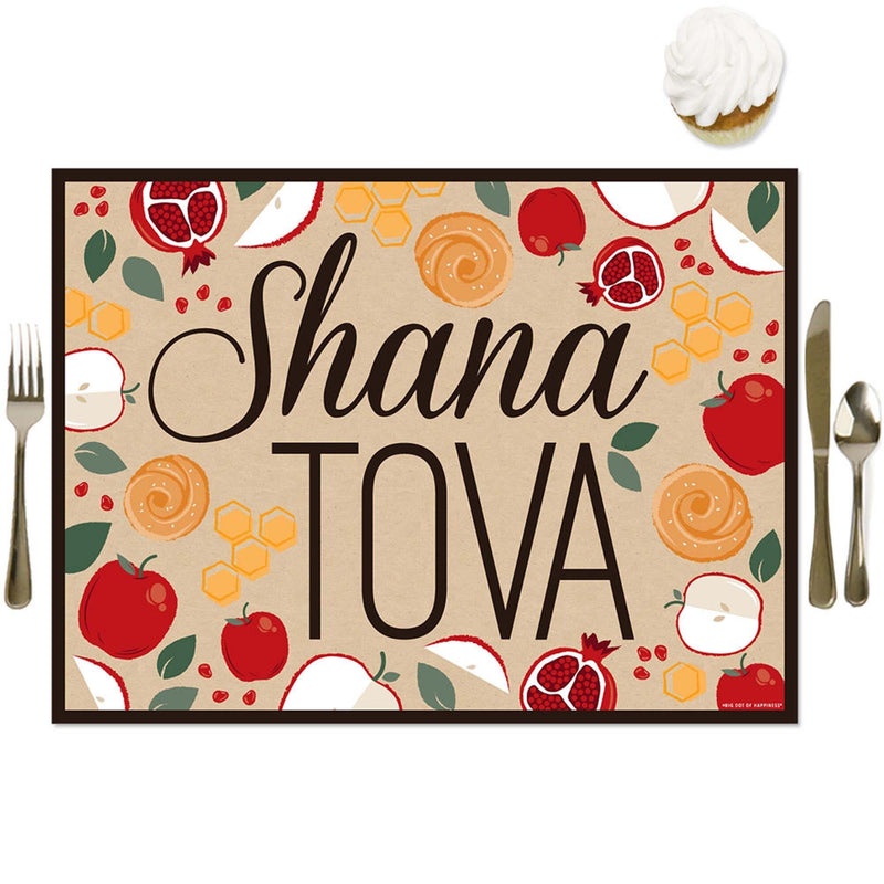 Rosh Hashanah - Party Table Decorations - Jewish New Year Placemats - Set of 16