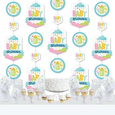 Colorful Baby Shower - Gender Neutral Party DIY Dangler Backdrop - Hanging Vertical Decorations - 30 Pieces