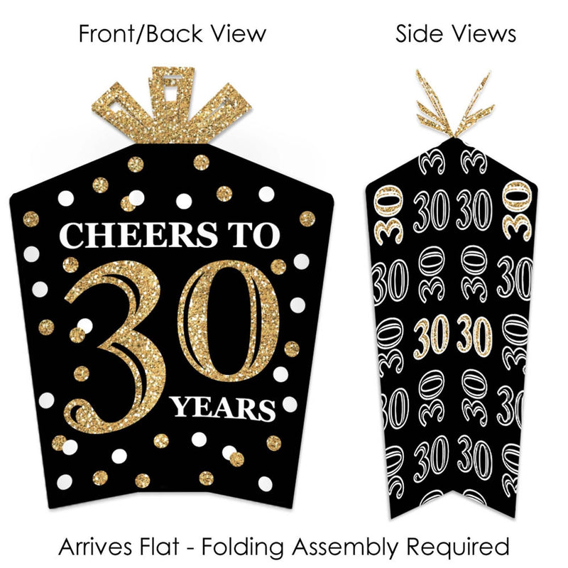 Adult 30th Birthday - Gold - Table Decorations - Birthday Party Fold and Flare Centerpieces - 10 Count