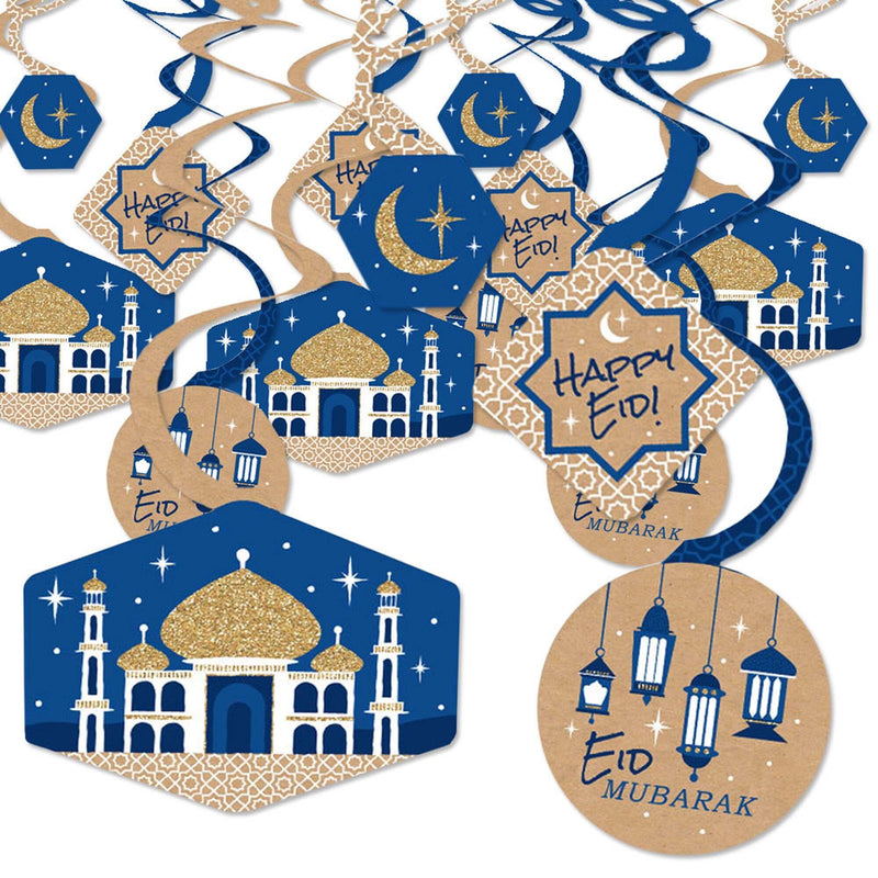 Ramadan - Eid Mubarak Hanging Decor - Party Decoration Swirls - Set of 40