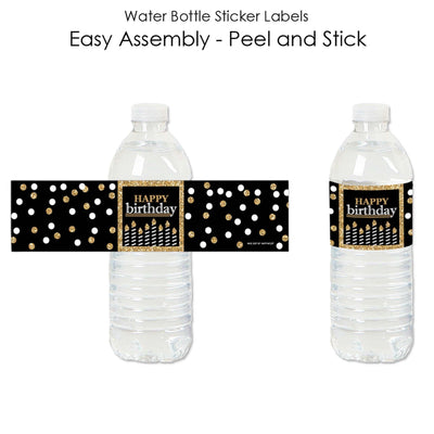 Adult Happy Birthday - Gold - Birthday Party Water Bottle Sticker Labels - Set of 20