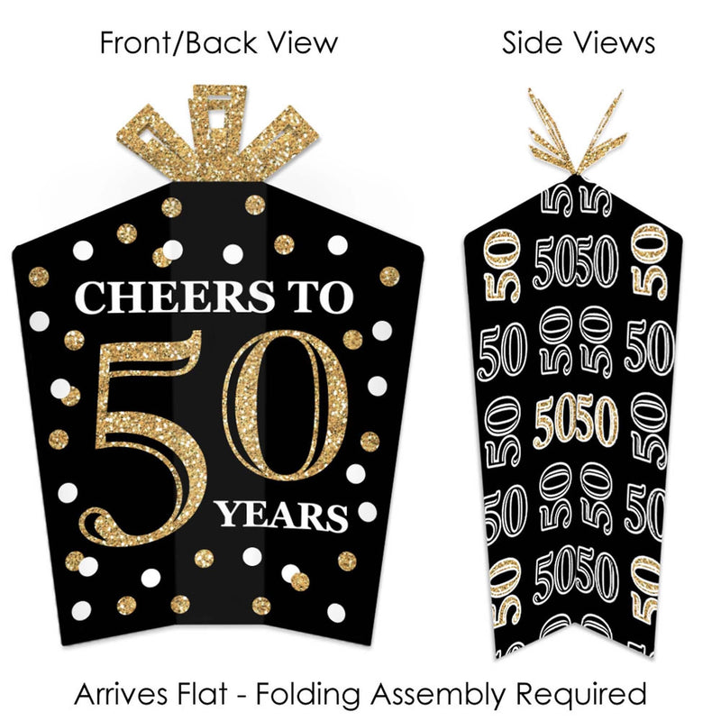 Adult 50th Birthday - Gold - Table Decorations - Birthday Party Fold and Flare Centerpieces - 10 Count