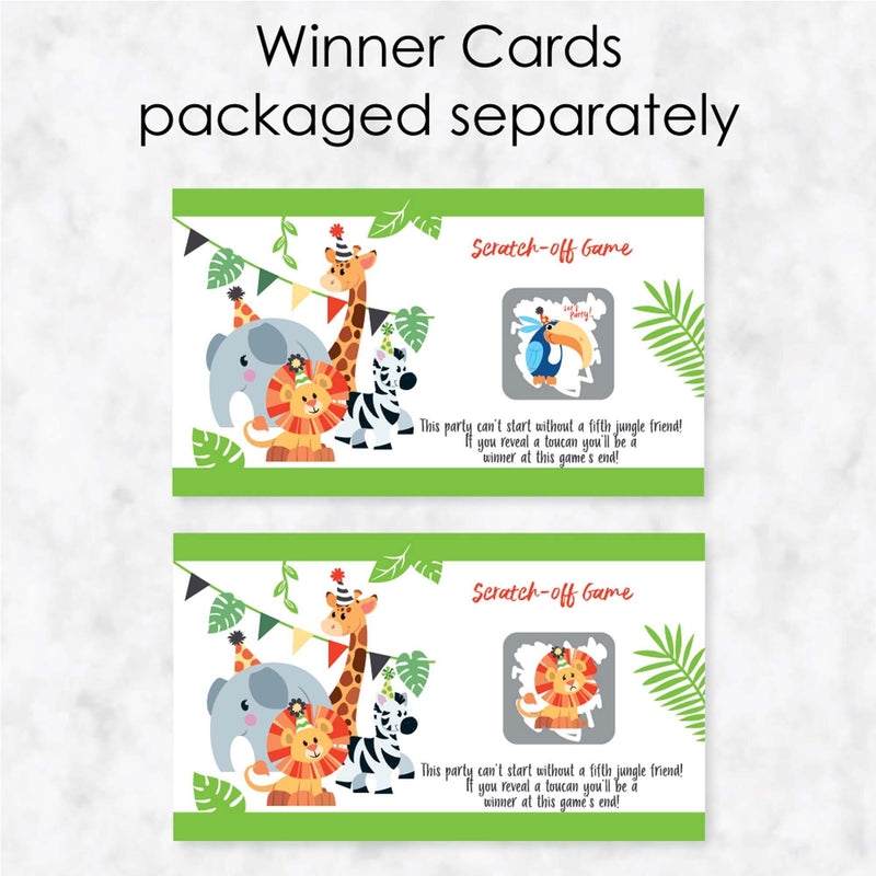 Jungle Party Animals - Safari Zoo Animal Birthday Party or Baby Shower Scratch Off Cards - 22 Cards