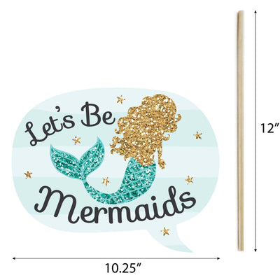 Let's Be Mermaids - Baby Shower or Birthday Party Photo Booth Props Kit - 20 Count