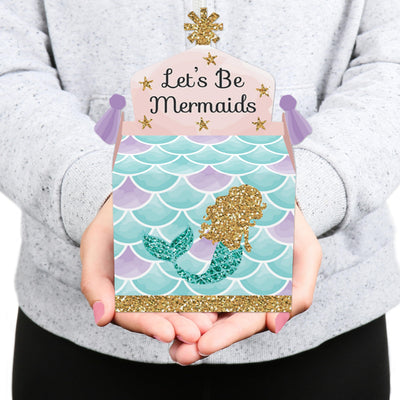 Let's Be Mermaids - Treat Box Party Favors - Baby Shower or Birthday Party Goodie Gable Boxes - Set of 12