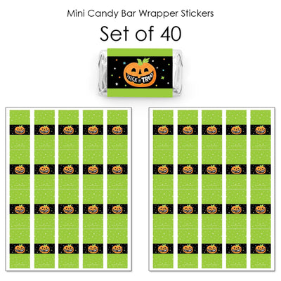 Jack-O'-Lantern Halloween - Mini Candy Bar Wrapper Stickers - Kids Halloween Party Small Favors - 40 Count