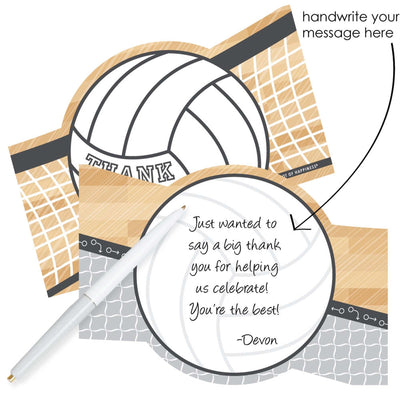 Bump, Set, Spike - Volleyball - Shaped Thank You Cards - Baby Shower or Birthday Party Thank You Note Cards with Envelopes - Set of 12
