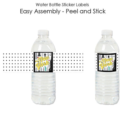 NYC Cityscape - New York City Party Water Bottle Sticker Labels - Set of 20