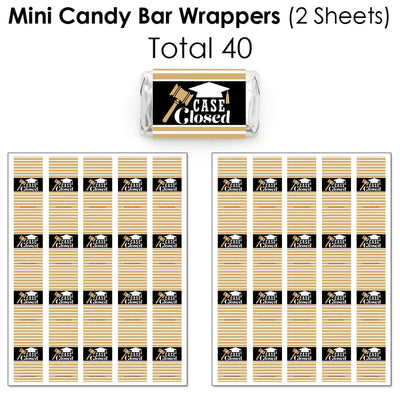 Law School Grad - Mini Candy Bar Wrappers, Round Candy Stickers and Circle Stickers - Future Lawyer Graduation Party Candy Favor Sticker Kit - 304 Pieces