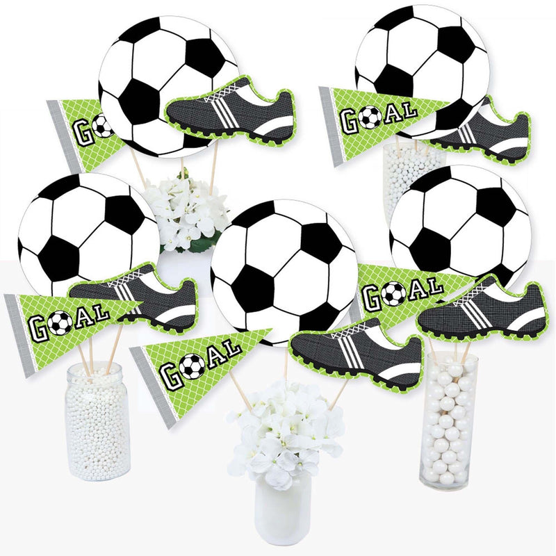 GOAAAL! - Soccer - Baby Shower or Birthday Party Centerpiece Sticks - Table Toppers - Set of 15