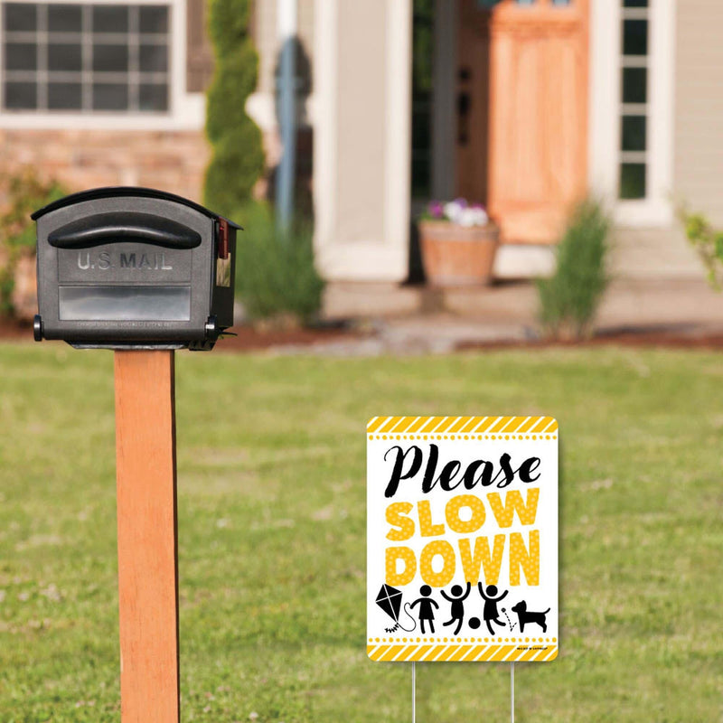 Please Slow Down - Outdoor Lawn Sign - Kids at Play Neighborhood Yard Sign - 1 Piece
