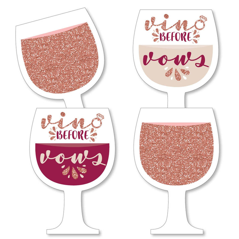 Vino Before Vows - Wine Glass Decorations DIY Winery Bridal Shower or Bachelorette Party Essentials - Set of 20