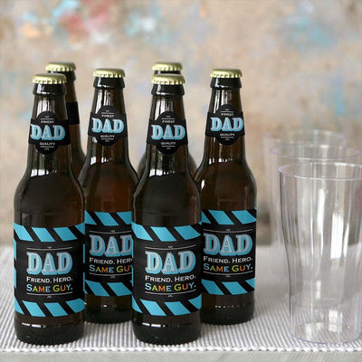 Dad's Day - Decorations for Women and Men - 6 Beer Bottle Labels and 1 Carrier Father's Day Gift