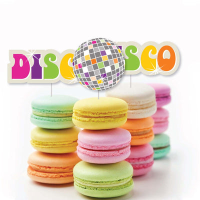 70's Disco - Dessert Cupcake Toppers - 1970s Disco Fever Party Clear Treat Picks - Set of 24