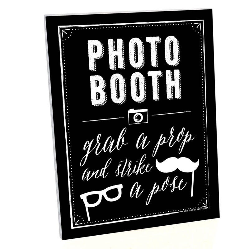 Photo Booth Sign - Printed on Sturdy Plastic Material - 10.5 x 13.75 inches - Sign with Stand - 1 Piece