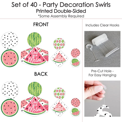 Sweet Watermelon - Fruit Party Hanging Decor - Party Decoration Swirls - Set of 40