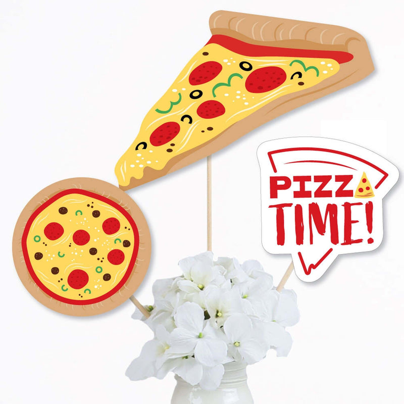 Pizza Party Time - Baby Shower or Birthday Party Centerpiece Sticks - Table Toppers - Set of 15