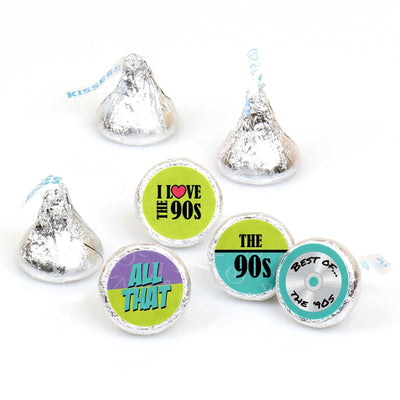 90's Throwback - Round Candy Labels 1990s Party Favors - Fits Hershey's Kisses - 108 ct