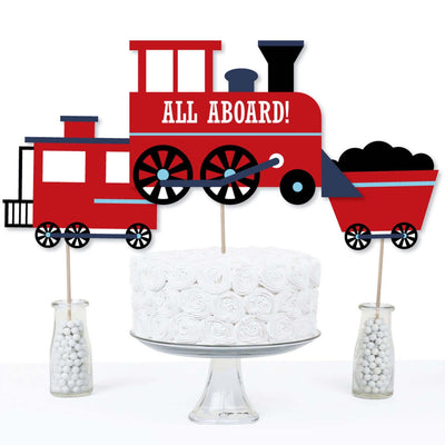 Railroad Party Crossing - Steam Train Birthday Party or Baby Shower Centerpiece Sticks - Table Toppers - Set of 15