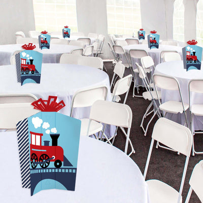 Railroad Party Crossing - Table Decorations - Steam Train Birthday Party or Baby Shower Fold and Flare Centerpieces - 10 Count