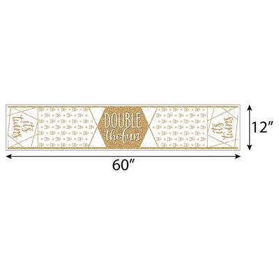 It's Twins - Petite Gold Twins Baby Shower Paper Table Runner - 12" x 60"