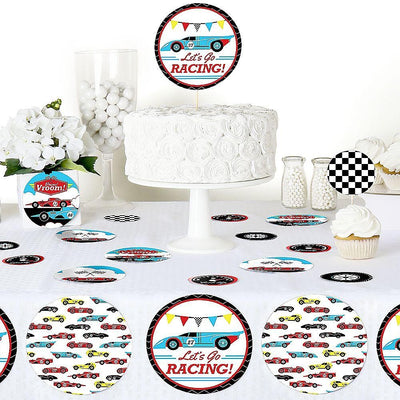 Let's Go Racing - Racecar - Race Car Birthday Party or Baby Shower Giant Circle Confetti - Party Decorations - Large Confetti 27 Count