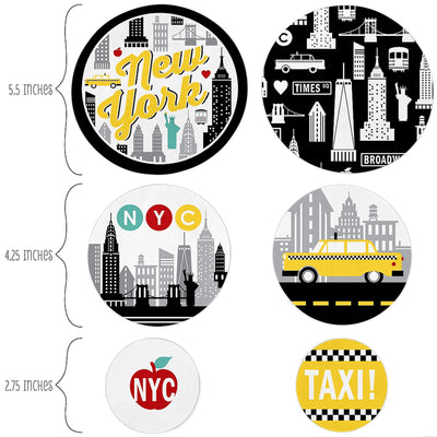 NYC Cityscape - New York City Party Giant Circle Confetti - Party Decorations - Large Confetti 27 Count