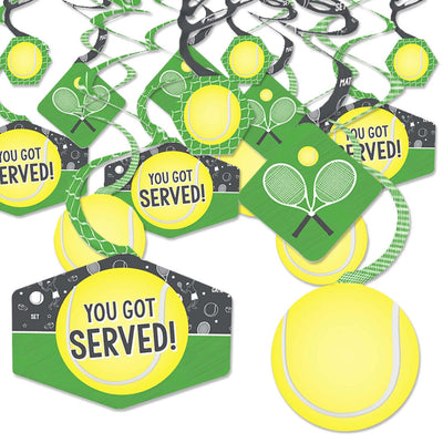 You Got Served - Tennis - Baby Shower or Tennis Ball Birthday Party Hanging Decor - Party Decoration Swirls - Set of 40
