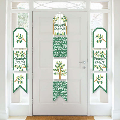 Family Tree Reunion - Hanging Vertical Paper Door Banners - Family Gathering Party Wall Decoration Kit - Indoor Door Decor