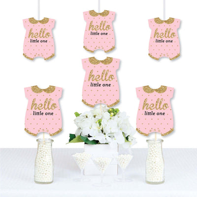 Hello Little One - Pink and Gold - Baby Bodysuit Girl Baby Shower Decorations DIY Party Essentials - Set of 20