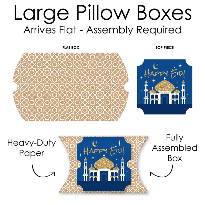 Ramadan - Favor Gift Boxes - Eid Mubarak Party Large Pillow Boxes - Set of 12