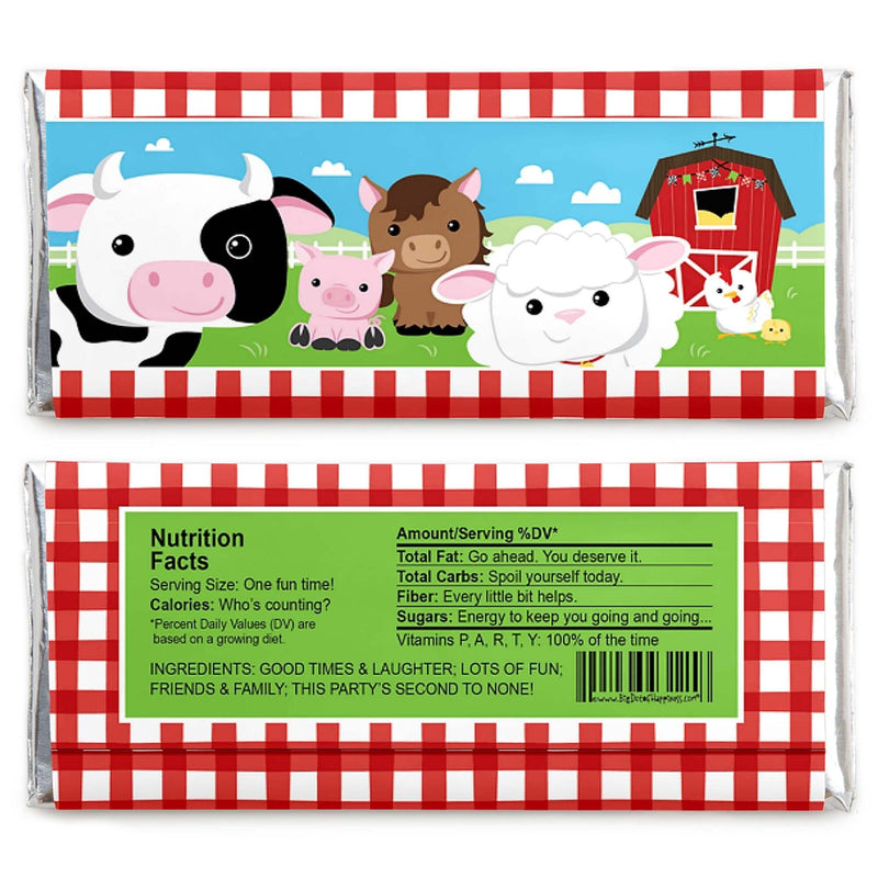 Farm Animals - Candy Bar Wrapper Barnyard Baby Shower or Birthday Party Favors - Set of 24