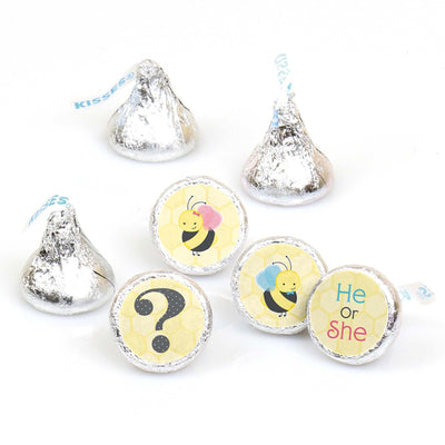 What Will It BEE? - Round Candy Labels Gender Reveal Favors - Fits Hershey's Kisses - 108 ct