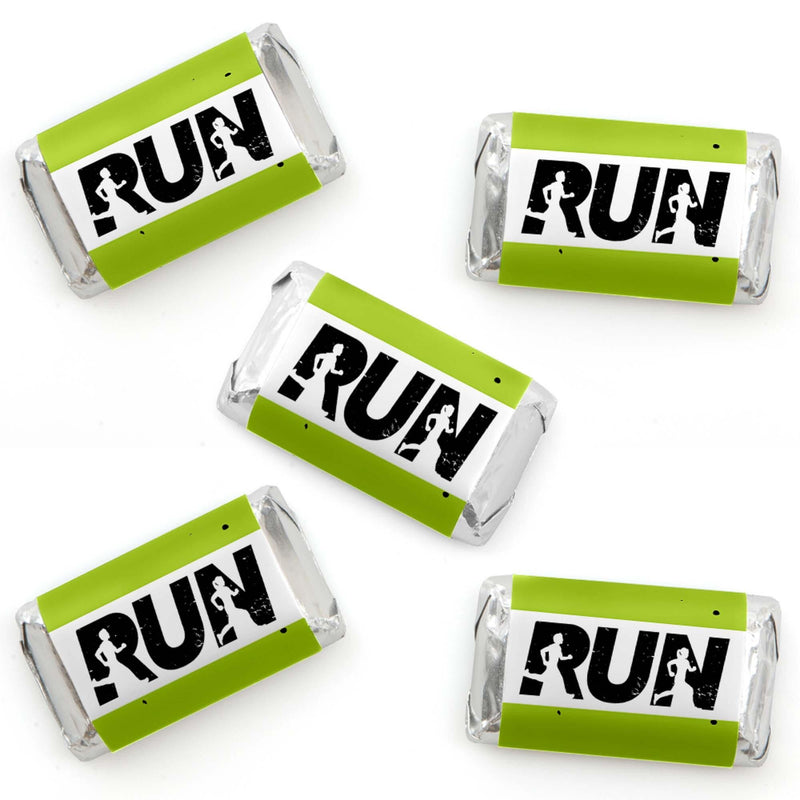 Set The Pace - Running - Mini Candy Bar Wrapper Stickers - Track, Cross Country or Marathon Party Small Favors - 40 Count