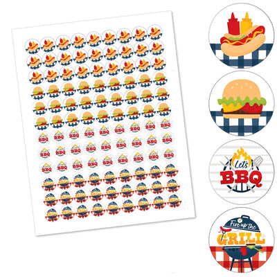 Fire Up the Grill - Summer BBQ Picnic Party Round Candy Sticker Favors - Labels Fit Hershey's Kisses (1 sheet of 108)