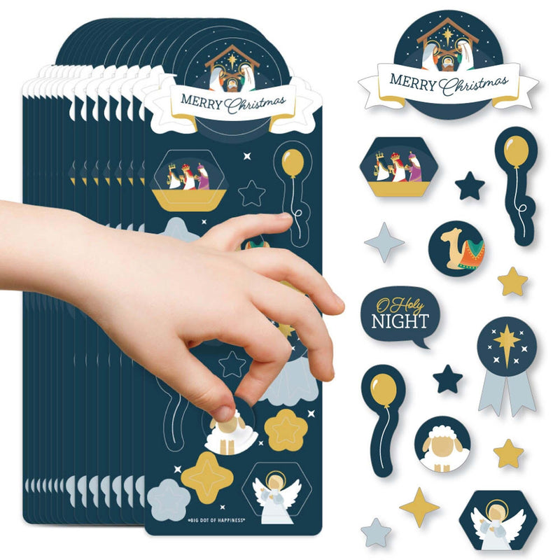 Holy Nativity - Manger Scene Religious Christmas Favor Kids Stickers - 16 Sheets - 256 Stickers