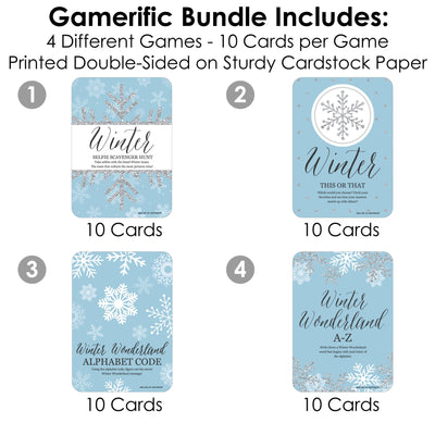 Winter Wonderland - 4 Snowflake Holiday Party and Winter Wedding Games - 10 Cards Each - Gamerific Bundle