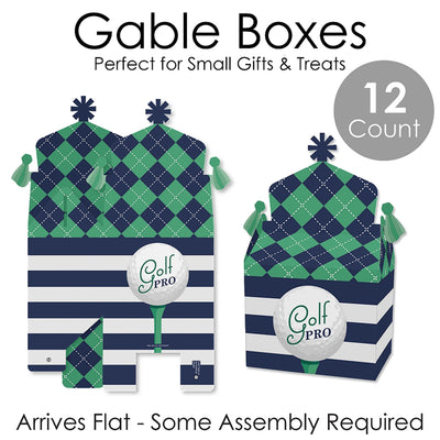 Par-Tee Time - Golf - Treat Box Party Favors - Birthday or Retirement Party Goodie Gable Boxes - Set of 12