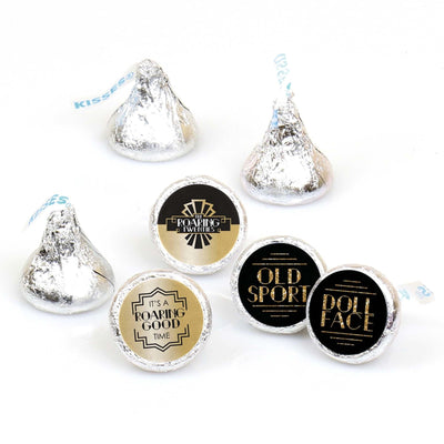 Roaring 20's - Round Candy Labels 1920s Art Deco Jazz Party Favors - Fits Hershey's Kisses - 108 ct