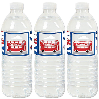Cheerio, London - British UK Party Water Bottle Sticker Labels - Set of 20