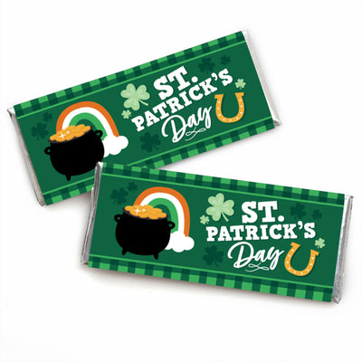 Shamrock St. Patrick's Day - Candy Bar Wrapper Saint Paddy's Day Party Favors - Set of 24