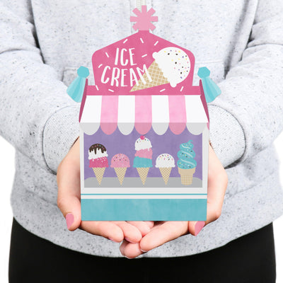 Scoop Up The Fun - Ice Cream - Treat Box Party Favors - Sprinkles Party Goodie Gable Boxes - Set of 12