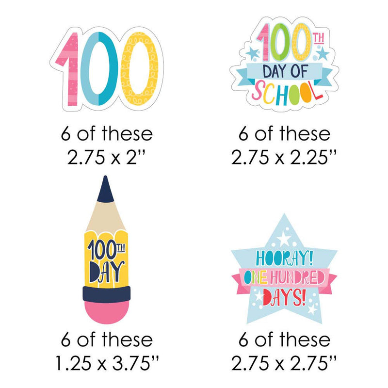 Happy 100th Day of School - DIY Shaped 100 Days Party Cut-Outs - 24 ct