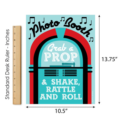 50's Sock Hop Photo Booth Sign - 1950s Rock N Roll Party Decorations - Printed on Sturdy Plastic Material - 10.5 x 13.75 inches - Sign with Stand - 1 Piece